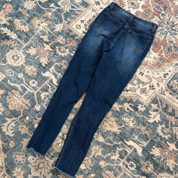 SHEIN Small 4 High Rise Distressed Dark Blue Jeans - Picture 5 of 6